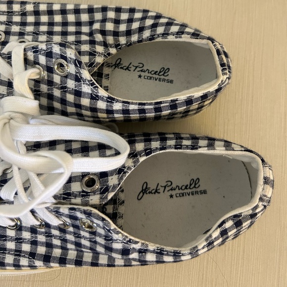 👟 NEW J.CREW x JACK PURCELL CONVERSE Vintage 00’s Metallic Gingham Sneakers - Picture 2 of 6